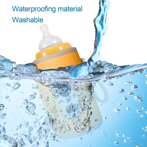 Baby Bottle Warmer USB Powered with LED Display, 21Level Precise Temp Control, PU Leather, Yellow 2
