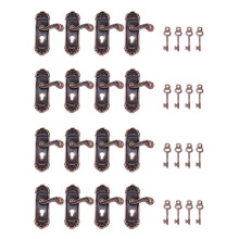 16Pcs Doll House Door Lock 1:12 Alloy Retro House Miniature Door Lock Doll House Furniture Right Handle Lock Key Scene
