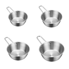 Round Rice Wine Bowl with Handle Stainless Steel Household Food Sauce Bowls Tableware Dinnerware Kitchen Utensils A