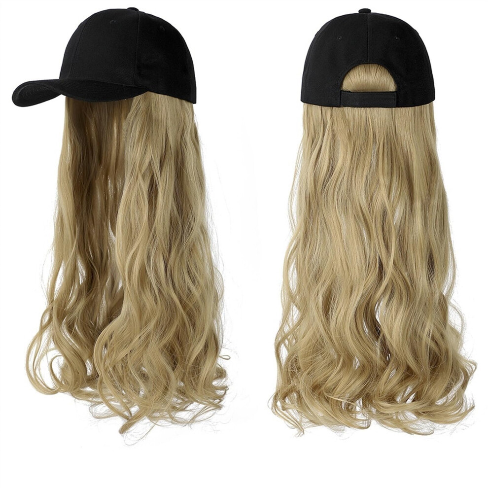 Long Wavy Synthetic Wig Hat with Baseball Cap, Hair Extensions, Adjustable Fit for Women