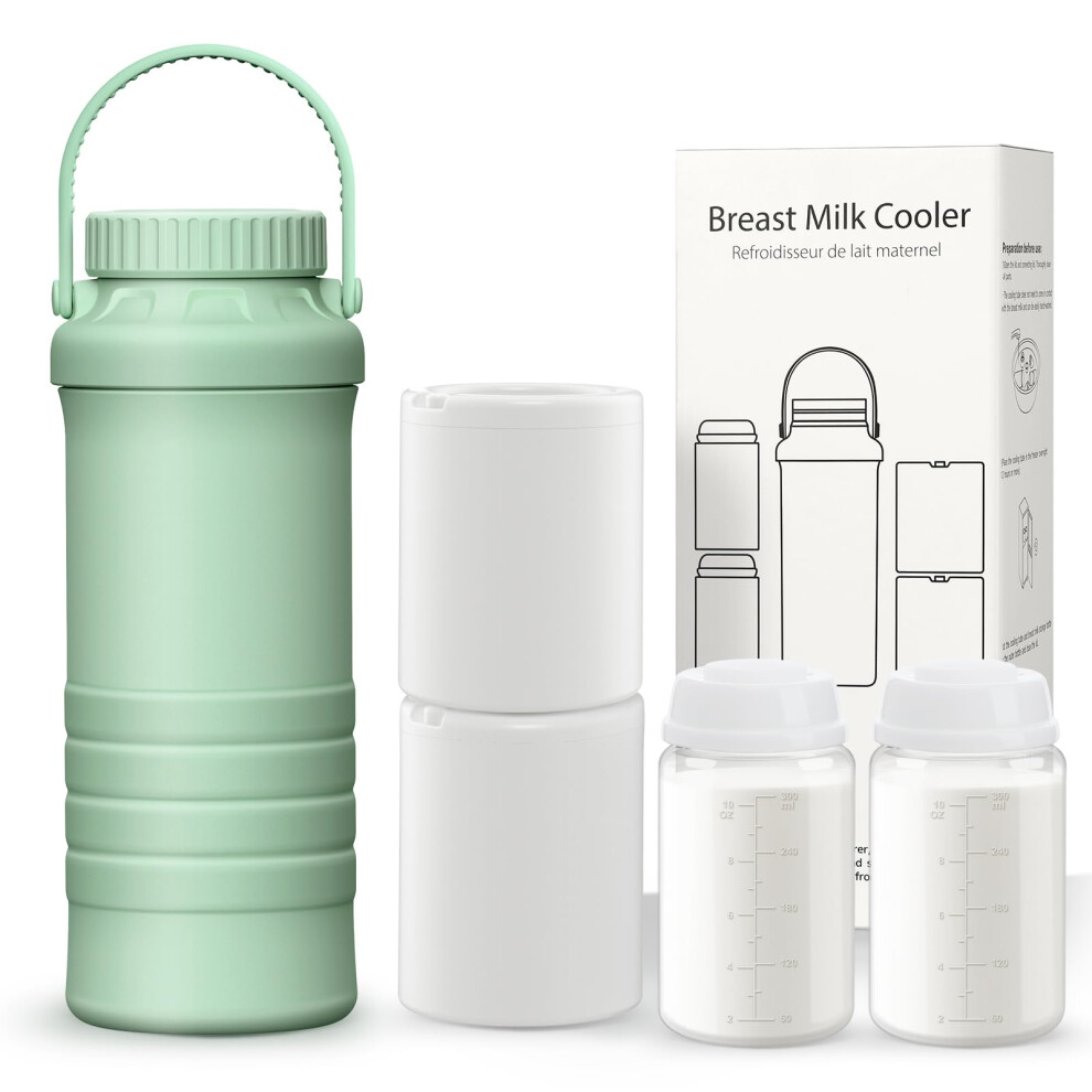 Breastmilk Cooler with Dual Bottles, Stainless Steel 24H Cooling Travel Breast Milk Storage
