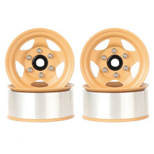 4pcs 1.55" Metal Beadlock Wheel 5-Spoke Wheel Rim for RC 1/10 D90 TF2 CC01 LC70 MST, Yellow