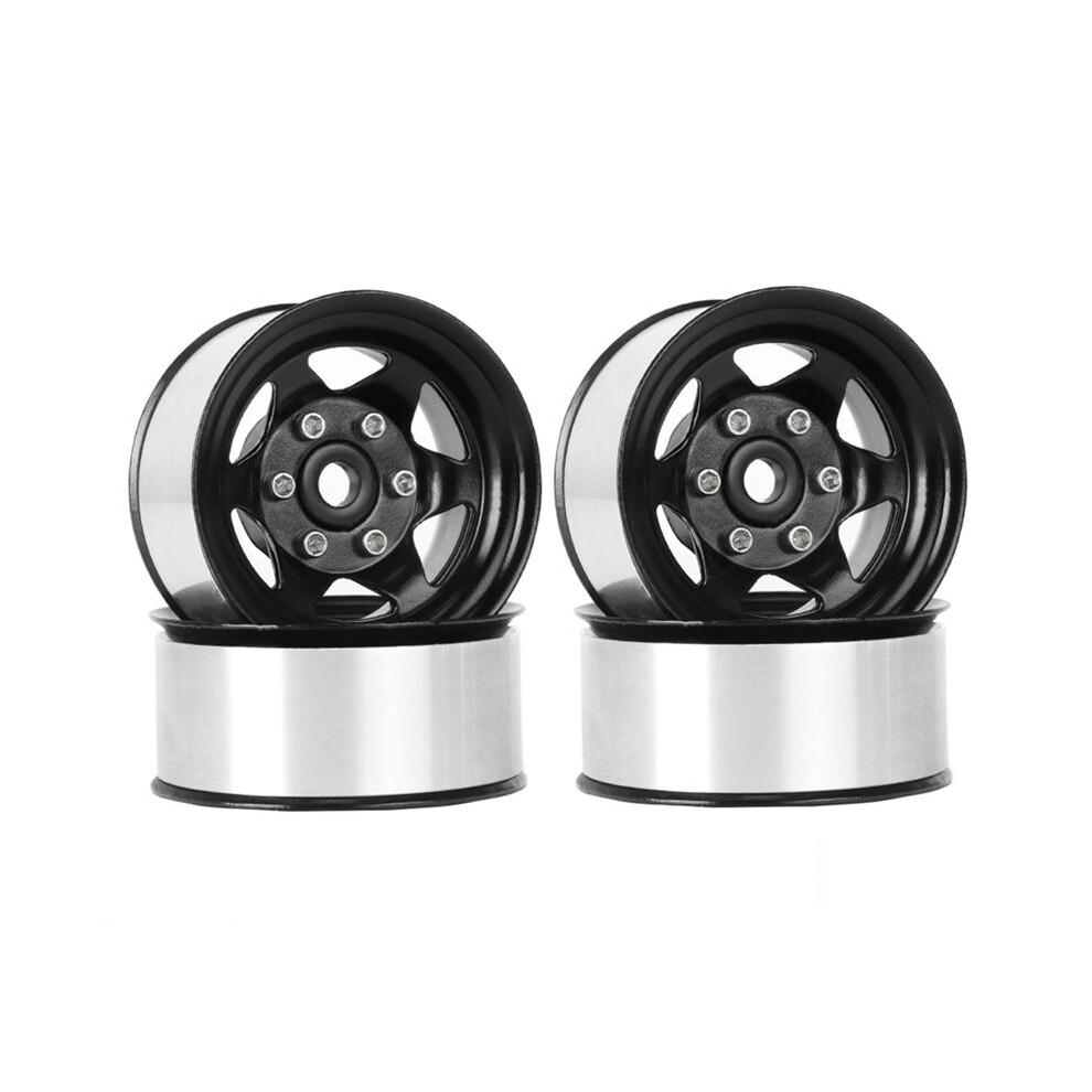 4Pcs 1.55" Metal Beadlock Wheel 6-Spoke Wheel Rim For Rc 1/10 D90 Tf2 Cc01 Lc70 Mst Black 6031929493240
