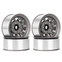 4 Peças de Aro de Roda de Metal Beadlock de 1,55" com 10 Raios para RC 1/10 D90 TF2 para CC01 LC70 MST Cinza