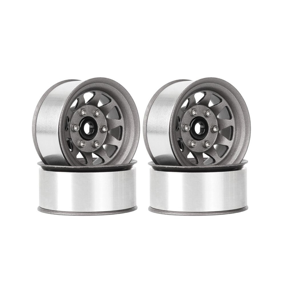 4Pcs 1.55" Metal Beadlock Wheel 10-Spoke Wheel Rim For Rc 1/10 D90 Tf2 Cc01 Lc70 Mst Grey 6033288122403