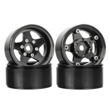 4 Peças de Aro de Roda de Metal Ajustável Offset de 1,55" com 5 Raios para RC 1/10 D90 TF2 para CC01 LC70 MST Preto
