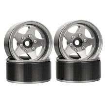 4 Peças de Aro de Roda de Metal Ajustável Offset de 1,55" com 5 Raios para RC 1/10 D90 TF2 para CC01 LC70 MST Cinza
