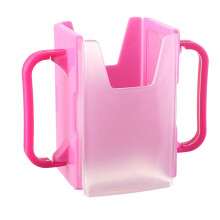 Adjustable No Squeeze Kids Juice Box Holder with Dual Anti‑Slip Handles, Pink for Toddlers