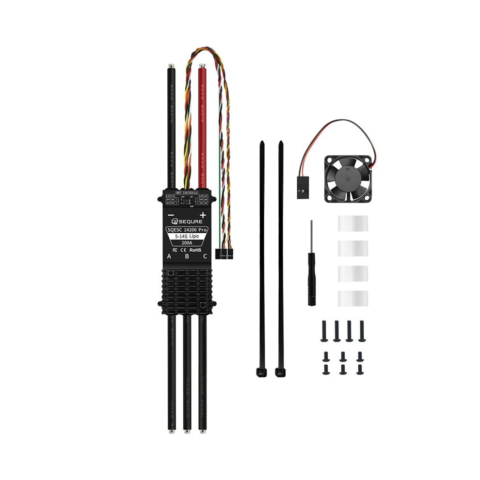 Sequre 14200 Pro Brushless Esc 5-14S With Multi-Voltage Bec For Drones And Model Vehicles Am32 4712283506006