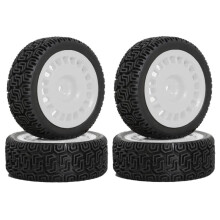 4pcs 68mm Rally-Tires Rubber Tire Wheel Tyre for XV01 XV02 TT01 TT02 PTG-2 1/10 RC Rally-Racing Car Upgrade Parts White