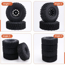 1.9 Beadlock Wheels Band- och Gummidäck 120 mm Diameter för 1/10 RC CAR AXIAL SCX10 II -4 T6 Svart