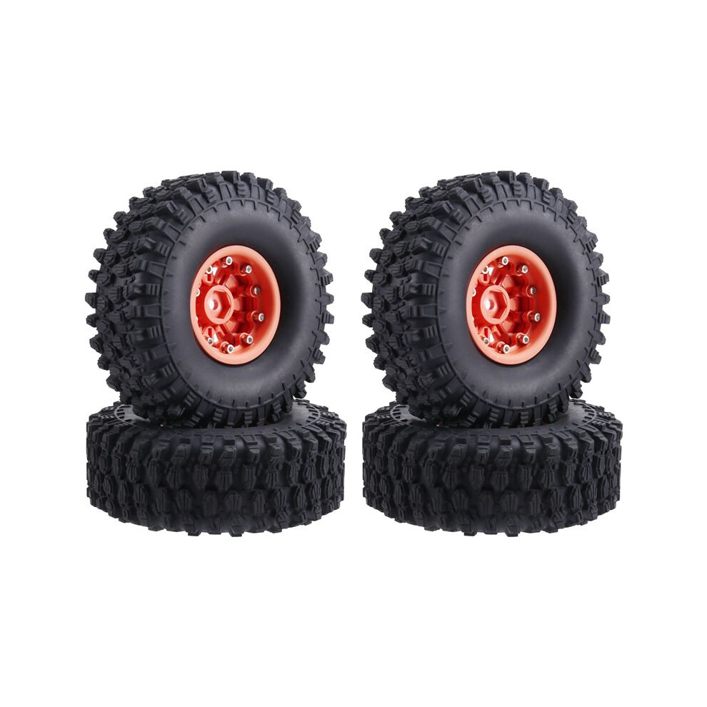 Tauoh 1.9 Beadlock Wheels Crawler And Rubber Tires 120Mm Diameter For 1/10 Rc Car Axial Scx10 Ii -4 T6 Orange