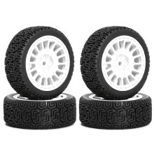 4 Peças 68mm Rally-Tires Pneu de Borracha Roda Pneu para XV01 XV02 TT01 TT02 PTG-2 1/10 RC Racing Car Upgrade Parts Branco