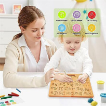 Houten Alfabet-Tekenbord Educatief Speelgoed voor de Kleuterschool Leer ABC Schrijven, Perfect Cadeau voor 3-5 Jaar Oud