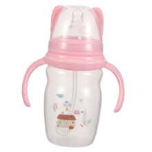 Toddler Sippy Cup with Handles Leak Proof Spill Resistant Pink Ergonomic Baby Straw Bottle