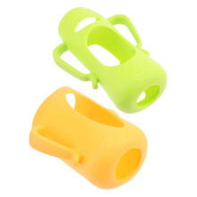 2Pcs Silicone Baby Bottle Sleeve with Handle Non Slip Shock Absorbing Cover for Newborn Feeding