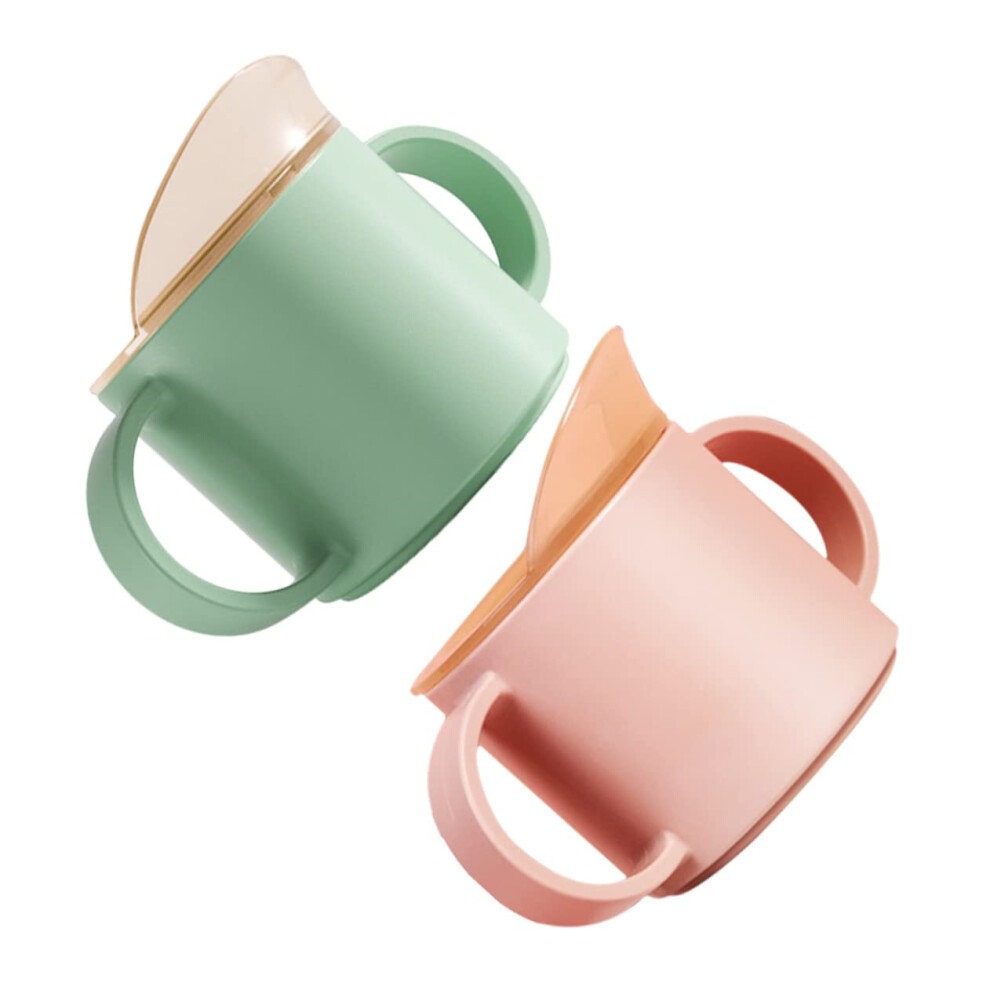 2Pcs Toddler Sippy Cups with Handles, Gentle Silicone Rim, Spill Proof Lightweight Training Cup