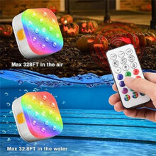 Wiederaufladbare Unterwasser-Poolbeleuchtung mit Fernbedienung, IP68 Wasserdicht, 16 Farbwechsel-LED-Leuchten mit Kleber