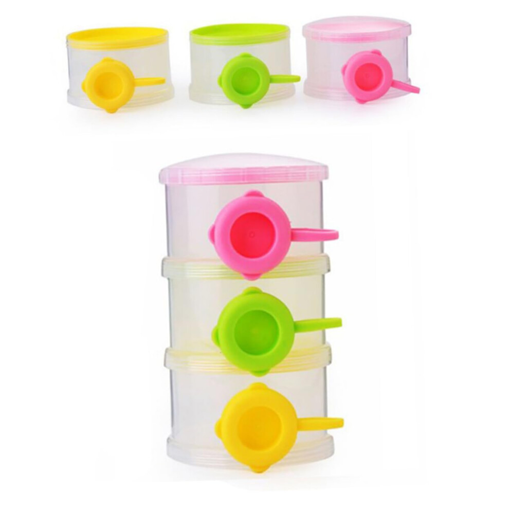 Baby Formula Dispenser Stackable Three Layer Milk Powder Container Portioned Storage for Travel