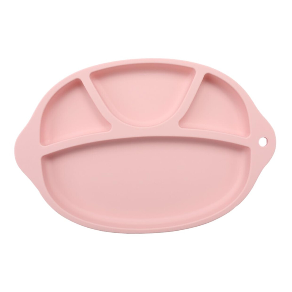 Pink Silicone Baby Feeding Plate With Nonslip Base, Four Compartments, Food Grade Toddler Tray