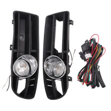 Front Fog Lights Assembly Fog Lamp Grille with Harness for Bora MK4 1998-2004