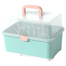 Baby Bottle Drying Rack with Lid and Covered Storage for Clean Feeding Accessories Organizer
