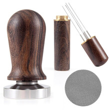 Set di Pressino e Agitatore per Caffè Espresso da 51 Mm, Manico nel Legno, Calibrato un Molla, con Base nel Acciaio Inossidabile di Alta Qualità