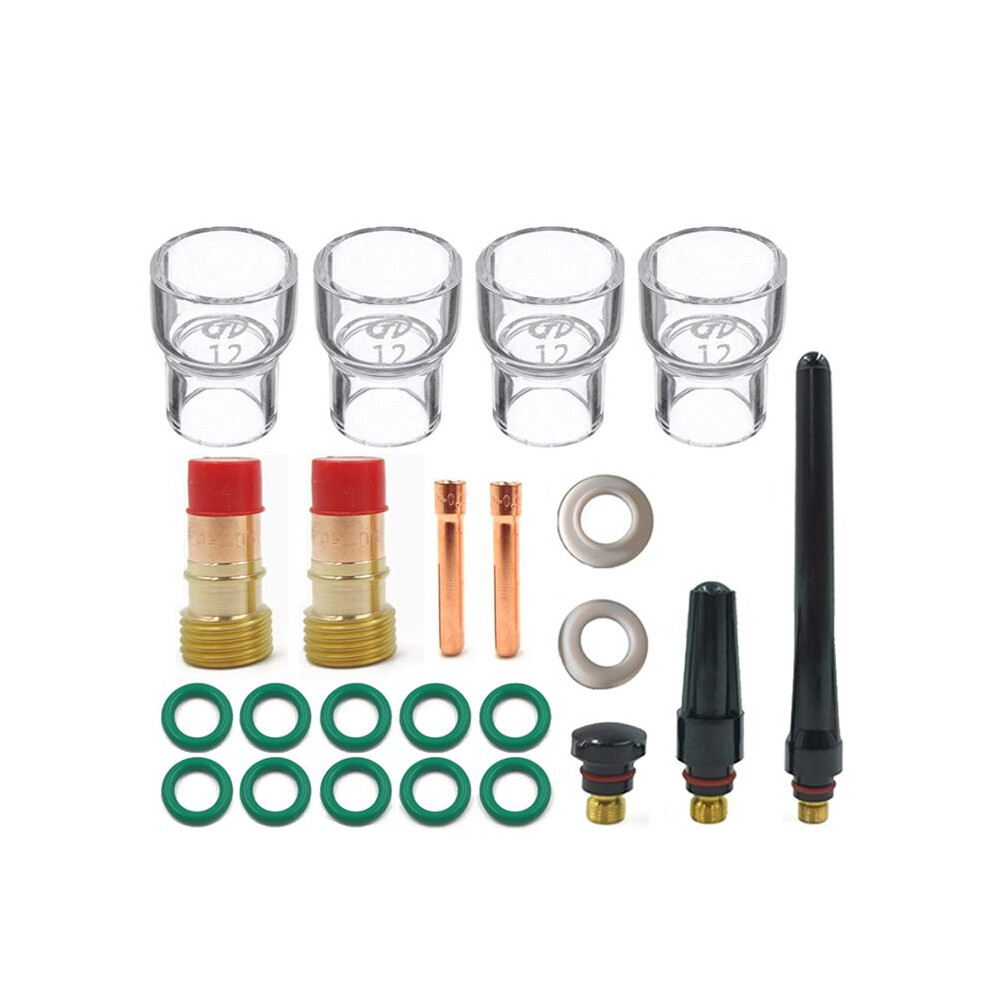 23Pcs Tig Stubby Gas Lens Tig Collet 12Pyrex Cup Tig Gas Lens Alumina Nozzle Kit For Db Wp17/18/26 Tig Welding 6032993240068
