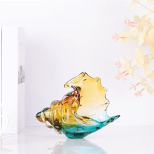 Hand Blown Glass Conch Statue, Glass Art Figurine, Home Decor with Sea Shells, Bookcase Decoration