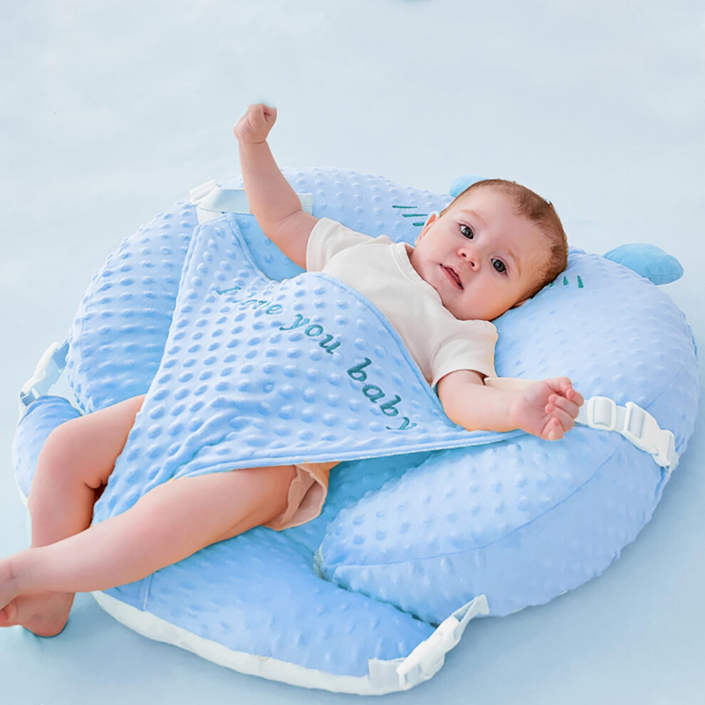 3In1 Nursing Pillow For Baby Breastfeeding Support, Ergonomic Feeding Aid With Newborn Design Blue