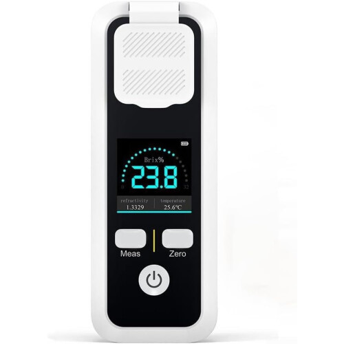 Digital Refractometer BRIX Meter 032% Range, Rechargeable IPS HD Color Screen, Auto Shutoff, Data Recording