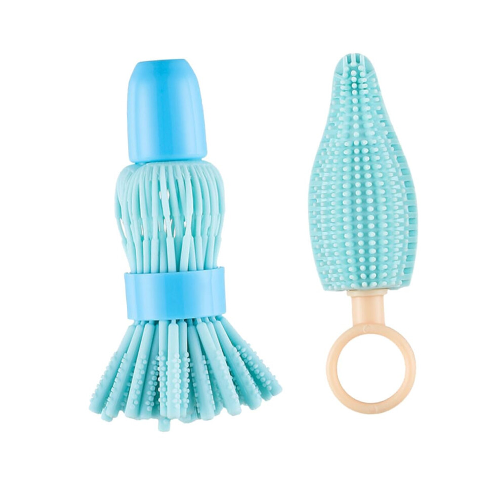 Baby Bottle Brush Set with Flexible Silicone Bristles, 2 in 1 Pacifier and Bottle Cleaner