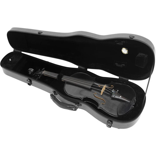 Carbon Fiber 4/4 Violin Case Triangle Shape with Hygrometer and Backpack Straps White 1