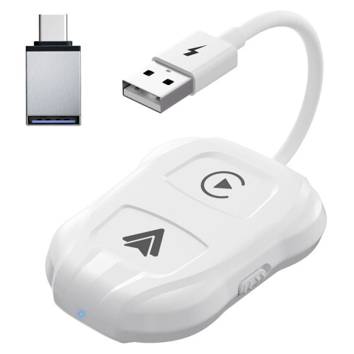 Adattatore Android Auto Wireless Carplay, Dongle Plug & , per Tutte le Auto CarPlay Cablate, Telefoni IOS 10+ Android 11+