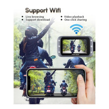 WiFi Motocicleta DVR Dash Cam 1080P + 1080P Full HD Vista Frontal Trasera Cámara Impermeable para Motocicleta GPS Logger Recorder Box(B)