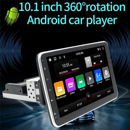 1Din Adjustable Rotatable Screen 2G+64G Car Multimedia Player 10.1Inch Android 13 Wireless CarPlay Android Auto