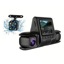Bil DVR Camera 3 Camera Lins Bil DVR Dual Lens Camera 1080P HD Dash Camera Video Recorder 24H Parkeringsövervakning Dashcam