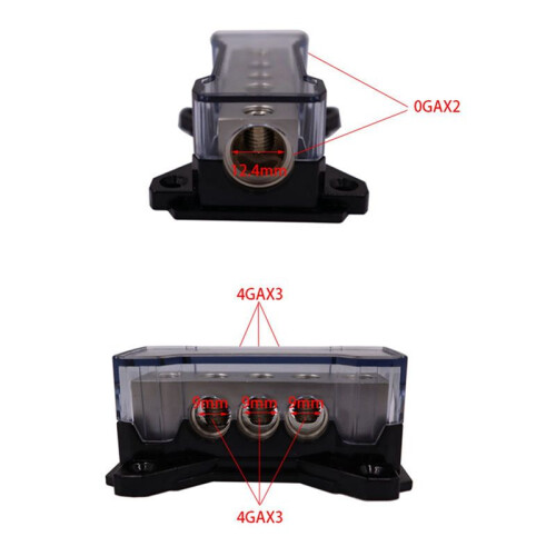 2X Power Distribution Block Splitter Car Audio Modified Power Amplifier Ground Wire Hub Negative Ground Junction Box 2