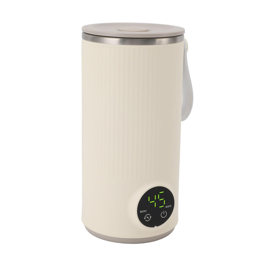 Portable USB Baby Bottle Warmer and Mixer 400ml, Fast Heating to 55C, Dual Battery Rechargeable Stainless Steel Travel Milk Warmer