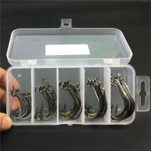 204Pcs Fishing Hooks High Carbon Steel Worm Senko Bait Jig Fish Hooks with Plastic Box