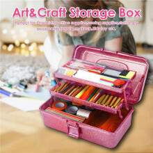 2X Glitter & Tool Storage Box,3-Layer Stackable Carry Tackle Box Sewing Box Organizer for Art