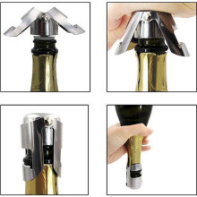 Stainless Steel Champagne Stopper, Sealer, Cork, Saver (Pack of 6)