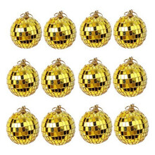 12-Piece Mirror Disco Decoration, Party or DJ Lighting Effects, Home Decoration, Stage Props (2 Inches, Gold)