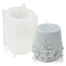 Cylinder Candle Molds Silicone, 3D Rattan Flowers Silicone Candle Mould for Aromatherapy Candle, (B)