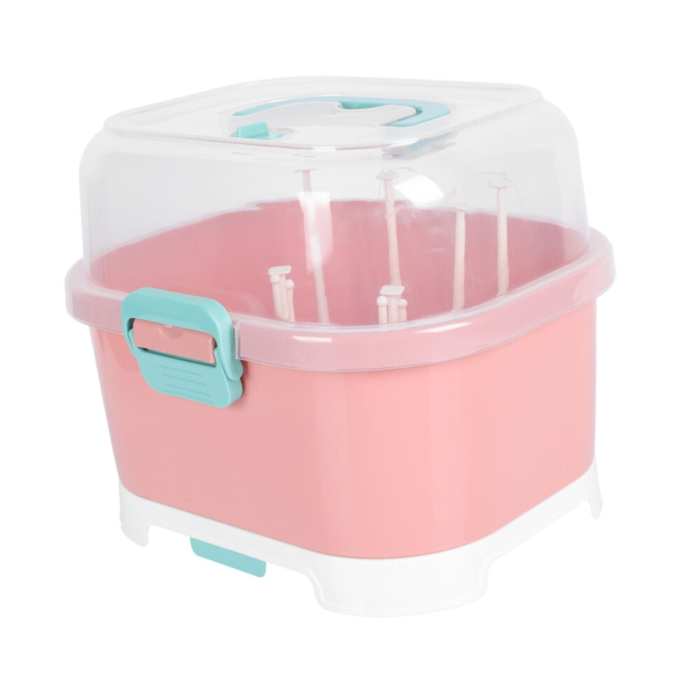 Baby Bottle Drying Rack with Lid, Upright Drying and Removable Drip Tray, DustProof Countertop Organizer