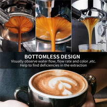 51 Mm Filterhouder met 3 Oren, Roestvrij Staal, 51 Mm Bodemloze Filterhouder met Houten Handvat en Filtermand