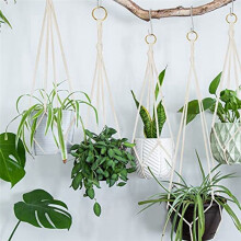 Hanging Planters Baskets, 4 Pack Cotton Rope Macrame Plant Hanger with 4 Hanging Hooks - 80CM & 100CM