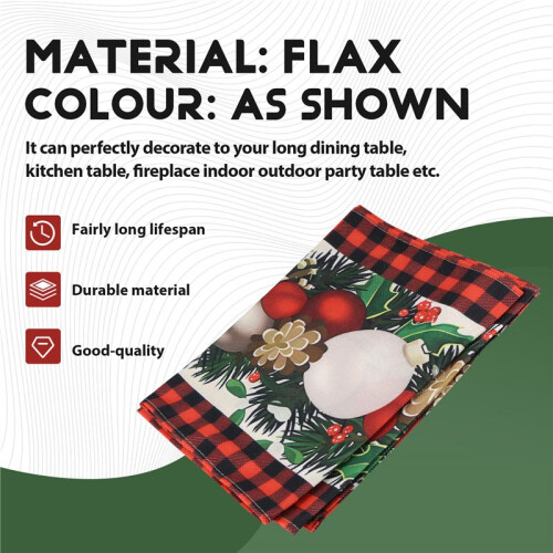 Linho Vermelho e Preto Xadrez Xadrez Corredor de Mesa de Natal 72 Polegadas Longa Sazonal Inverno DecoraçãO de Mesa de Natal 1