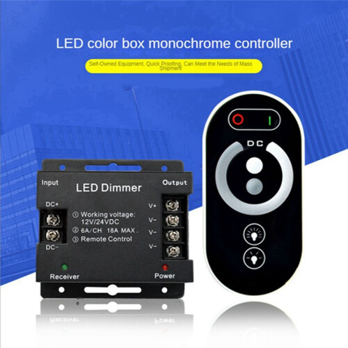Portable LED Touch Dimming Controller 6 Keys RF Wireless Remote Control LED Monochrome Strip Light Dimmer 12-24V 18A 2