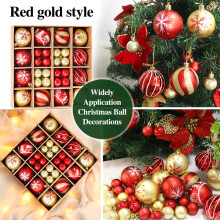 44Pcs Christmas Balls Ornaments for Xmas Christmas Tree - Red & Gold 2 Sizes Christmas Tree Ornaments Balls with Glitter